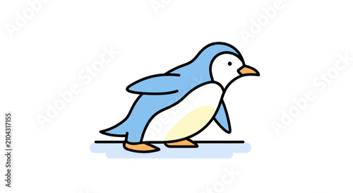 Photos Cute Cartoon Penguin Walking Alone.