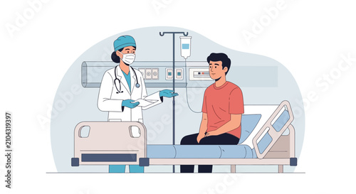 Doctor Consults Patient in Hospital Room