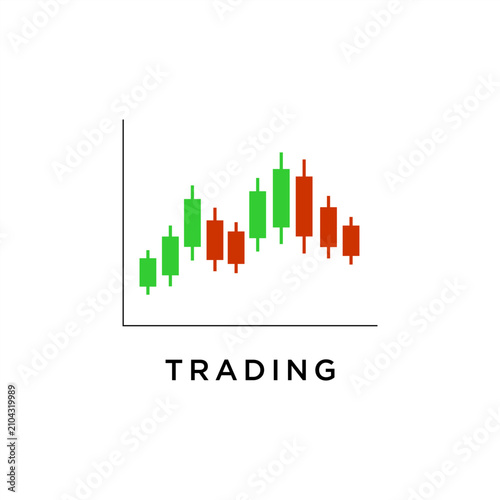 Trading Candlestick Chart Logo Design Vector Financial Market Investment Analytics Icon for Forex Stock Cryptocurrency Business