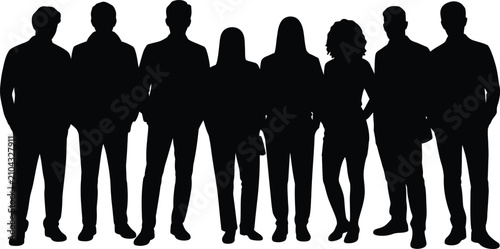 Diverse group silhouette business team community or people gathering concept
