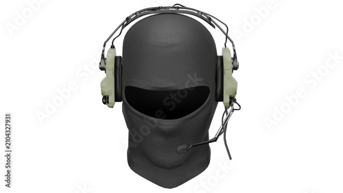 3d rendering military balaclava and headset