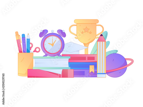 Education and learning people flat vector concept hand drawn illustration
