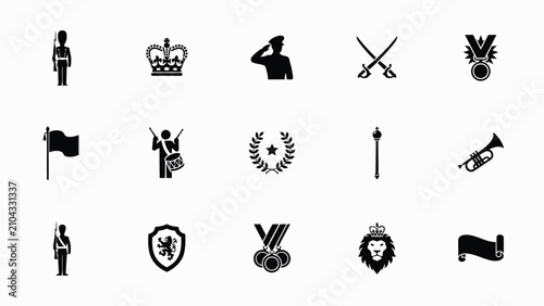 Obraz na plátne Elegant black and white ceremonial symbols icon collection for prestige events w