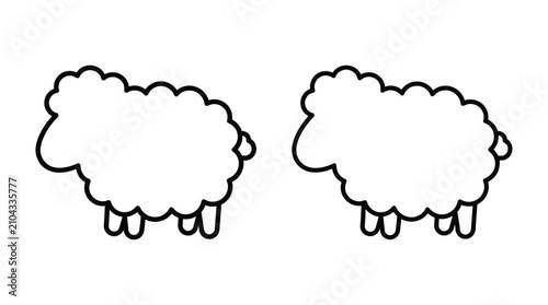 Fotografía Sheep silhouettes on a white background simple line drawing style