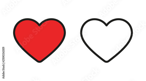 Foto Red And White Heart Shapes Flat Vector Illustration On White Background