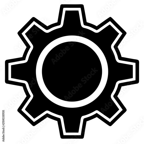 Black and white minimalist symmetrical gear isolated on white background gear cogwheel circle