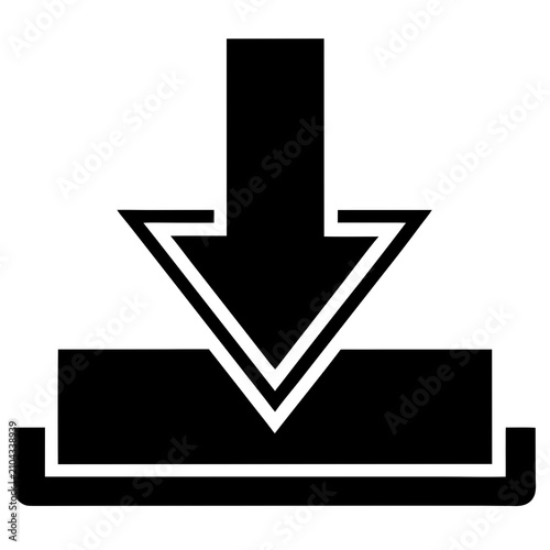 Фотография Black and white of a downward pointing arrow entering a document tray