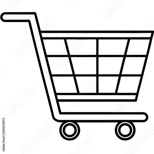 Black line of a minimalist geometric shopping cart with two wheels outline simple