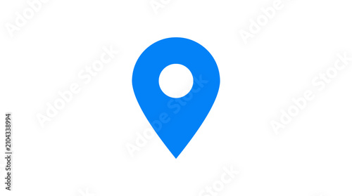 A simple blue flat vector map pointer icon representing navigation and location services isolated on a clean white background for web design