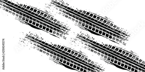 Foto Tire tread marks, drift, motorsport, motocross, rally, tread mark with skid, grinding, splash effect