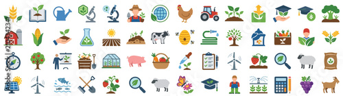 Foto Set of Flat Agriculture and Farming Icons