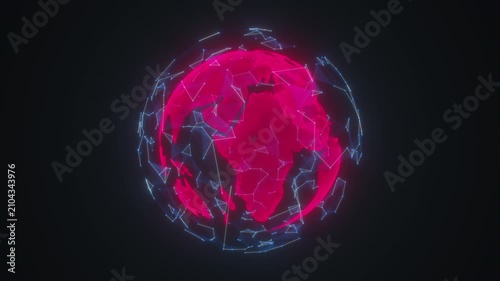 global IT and virtual digital world in geometric visualisation, 4K tech computer generated animation