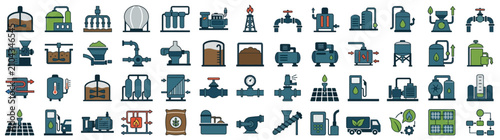Foto Set of Biofuel and Renewable Energy Production Icons