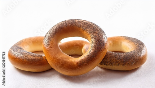 Fresh Bagels On White Background