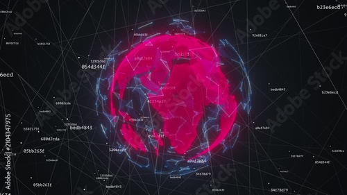 global IT and virtual digital world in geometric visualisation, 4K tech computer generated animation