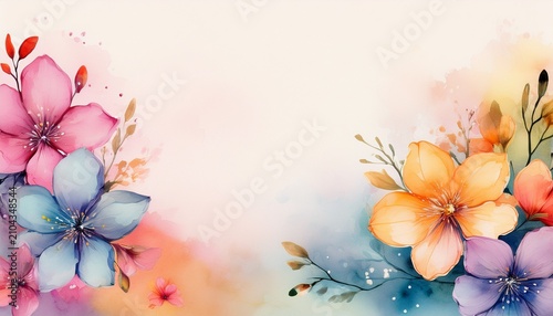 Ilustracion En Acuarela De Un Fondo Abstracto De Flores De Primavera Con Un Espacio De Copia Ia Generativa