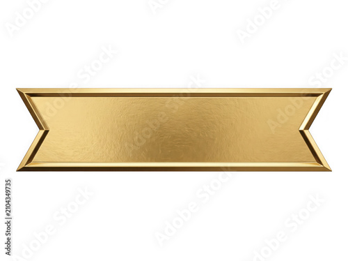 Blank golden banner ribbon isolated on transparent background