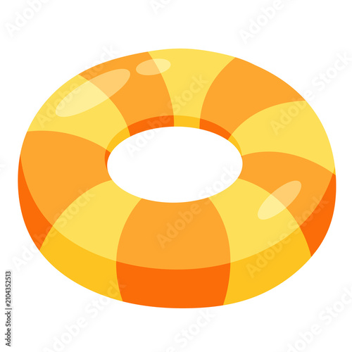 Orange and Yellow Inflatable Swim Ring Cartoon Illustration