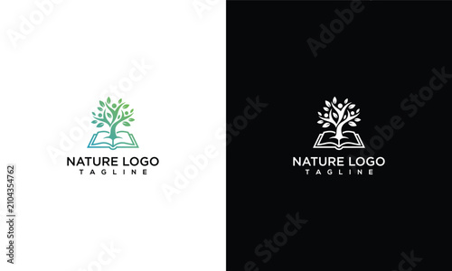 Nature and Education Logo Tree Growing from Open Book