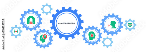 Foto Claustrophobia banner web icon vector illustration concept with icon of narrow s