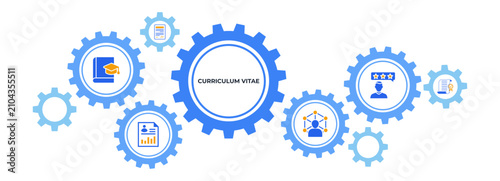 Curriculum vitae banner web icon vector illustration concept with icon of education, personal data, cover letter, abilities, experience and qualifications