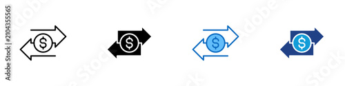 Foto Bidirectional Money Transfer Multiple Style Icon Design Vector - Dollar coin bet