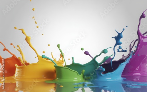 Vibrant abstract splatter painting with dynamic human silhouette