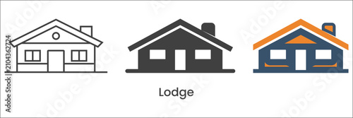 Fotografie Mountain Lodge Icon Collection for Trekking Accommodation and Tourism Maps Vecto