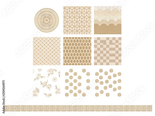Set of traditional japanese patterns and motifs
