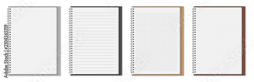 Foto Vector illustration of blank paper notepads with different patterns and covers