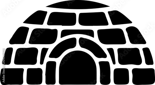 Foto Black and white igloo icon representing traditional arctic ice home and primitiv