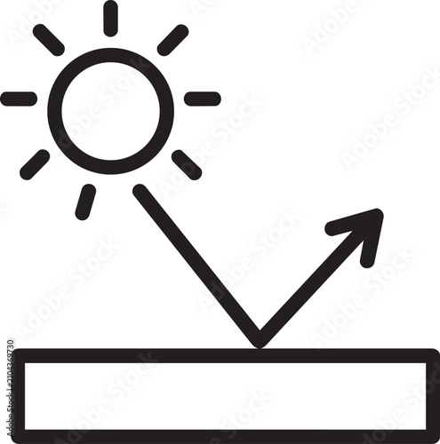Sun UV protection block reflection surface for summer skin care routine minimal outline vector illustration pictogram