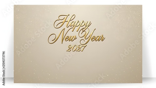 Elegant gold Happy New Year 2027 greeting card design with subtle sparkles.
