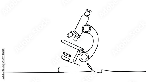 Canvastavla Continuous one line drawing of microscope with eyepiece, body tube, objective le