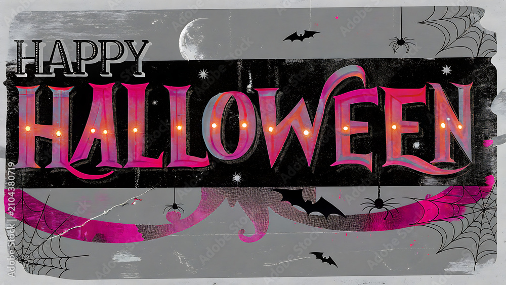 Fototapeta premium Halloween Celebration Background with Happy Halloween Text and Pumpkin