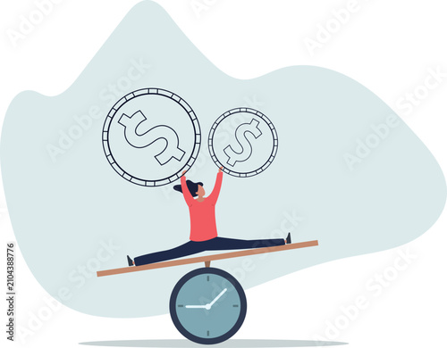 фотографія Time value of money, sum of money worth more now at present time than future, inflation or earning cost, value depend on time