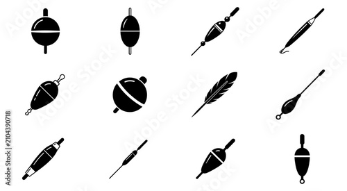 Konstfotografi Fishing float icons vector illustrator editable set for angling outdoor designs