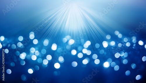 Blue Background With White Bokeh Lights