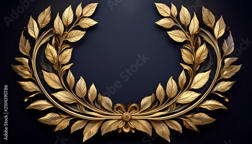 Gold Laurel Wreath Divider With Elegant Botanical Ornament Design