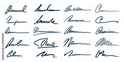 Photos Set of various hand written signatures on a plain page icons