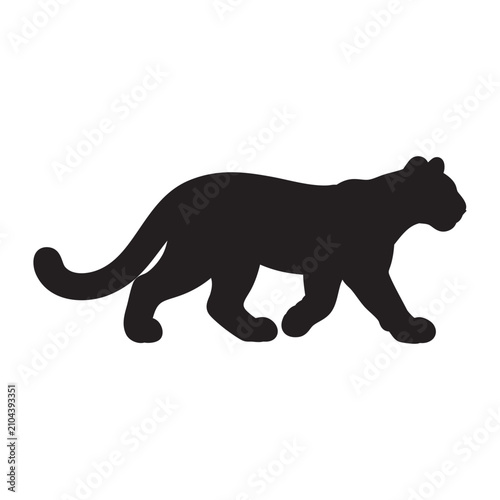 Mountain Lion Cougar Silhouette Vector Isolated on White