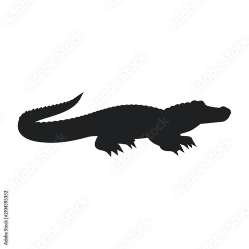 American Alligator Side Profile Silhouette Vector Artwork