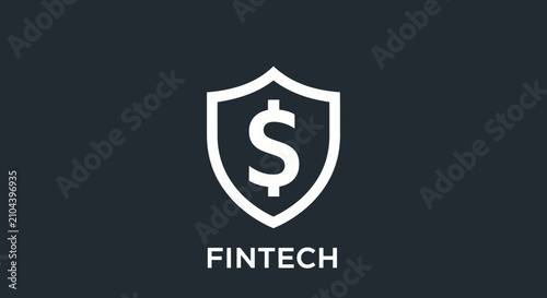 Fintech shield dollar logo symbol for financial technology business branding.