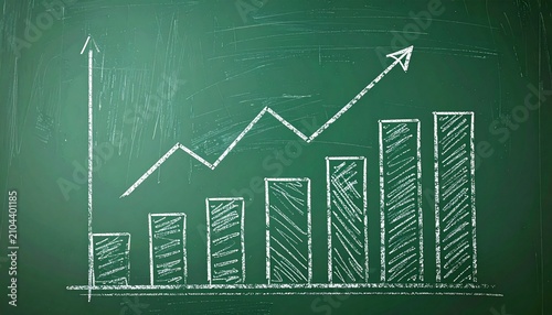 Chalkboard growth chart showing business success and financial development