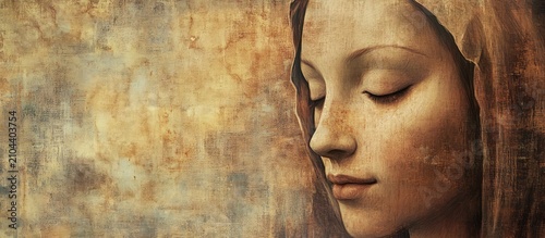 Serene woman portrait in Renaissance style.