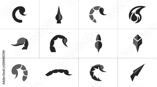 Fotografie Abstract tribal scorpion tail and stinger icons.