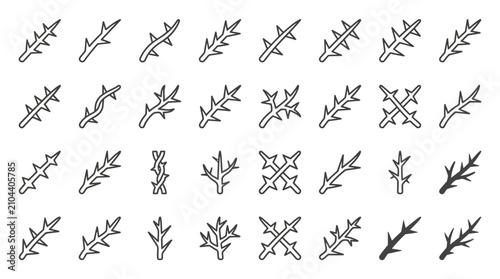 Canvastavla Abstract thorny branch sketch collection.