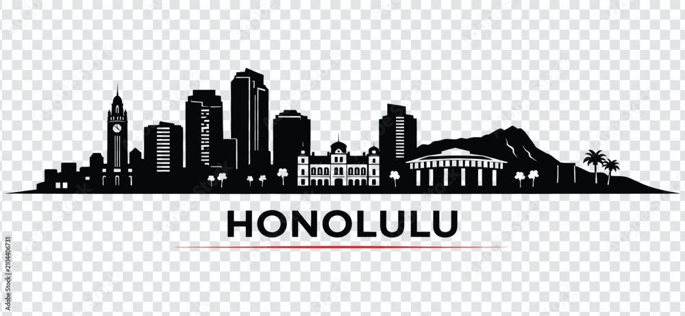 Fototapeta premium Honolulu city skyline silhouette vector illustration
