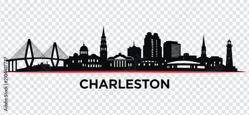 Fotografie Charleston south carolina skyline silhouette vector illustration