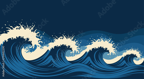 Foto Japanese ocean wave vector background illustration with traditional oriental uki